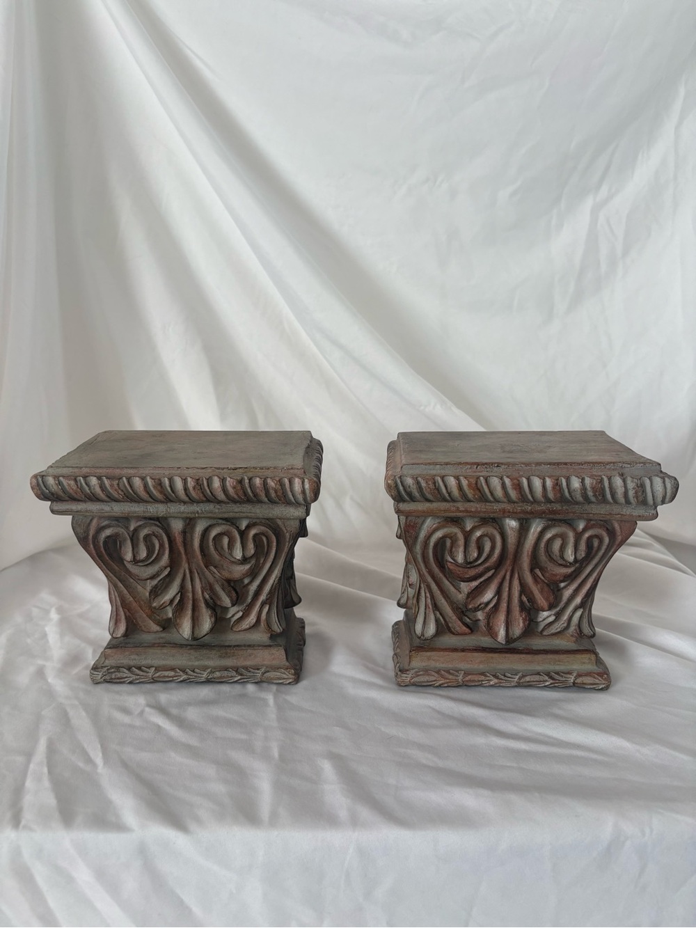 Vintage 90s wood shelf set of 2 baroque home decor
